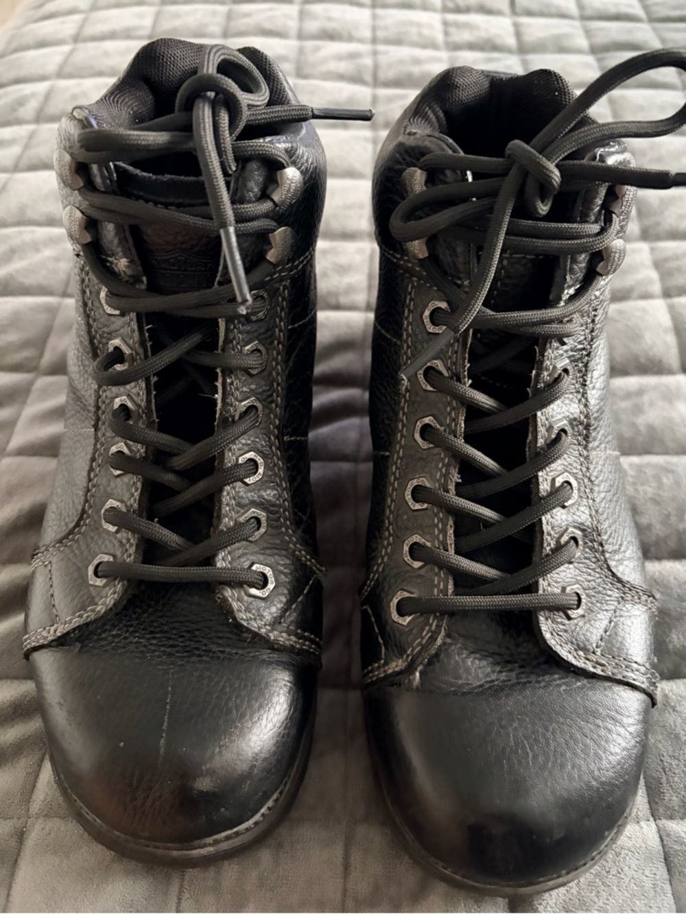 Harley Davidson Black Leather Motorcycle Riding Boots Size 8.5 Great Condition